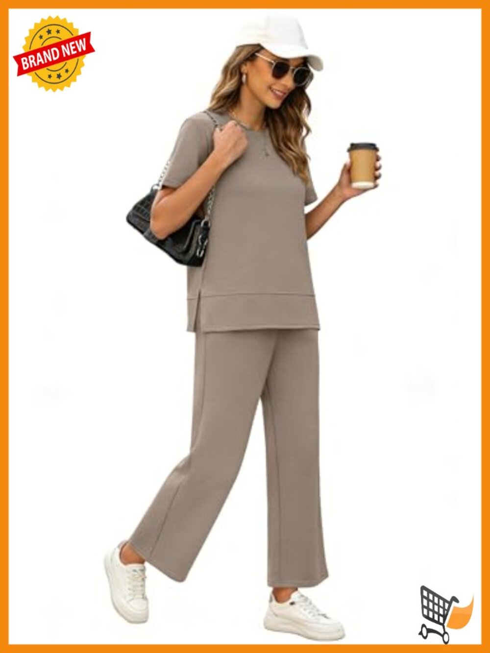 Side Slit Lounge Sets 2 Piece Travel Outfits Cozy Loungewear Wide Leg Tracksuits - Picture 2 of 6